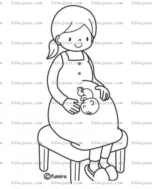 Dibujo para colorear Dibujo De Mujer Embarazada Sentada Para Colorear