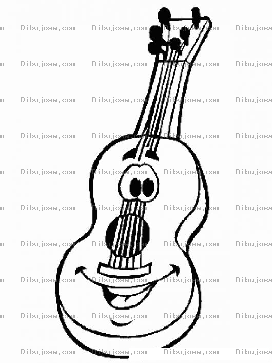 Dibujo para colorear Guitarra Con Ojos Para Colorear