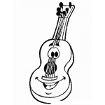 Dibujo para colorear Guitarra Con Ojos Para Colorear