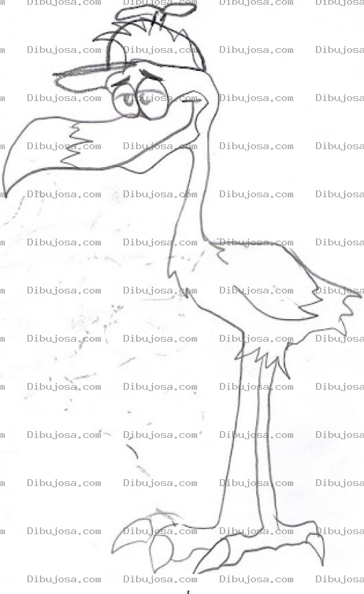 Dibujo para colorear Dibujo De Flamingo Con Gorra Para Pintar Y Colorear