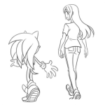 Dibujo para colorear Dibujo De Sonic Con Una Chica Para Colorear