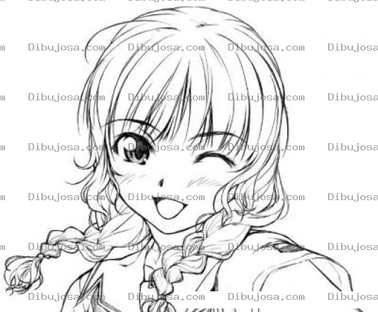 Dibujo para colorear Dibujo De Chica Manga Con Ojo Cerrado Para Pintar Y Colorear