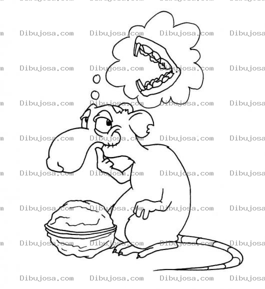 Dibujo para colorear Dibujo De Rata Vieja Sin Dientest Para Pintar Y Colorear Rata Chimuela