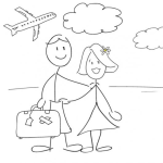 Dibujo para colorear Reciencasados De Viaje Para Colorear