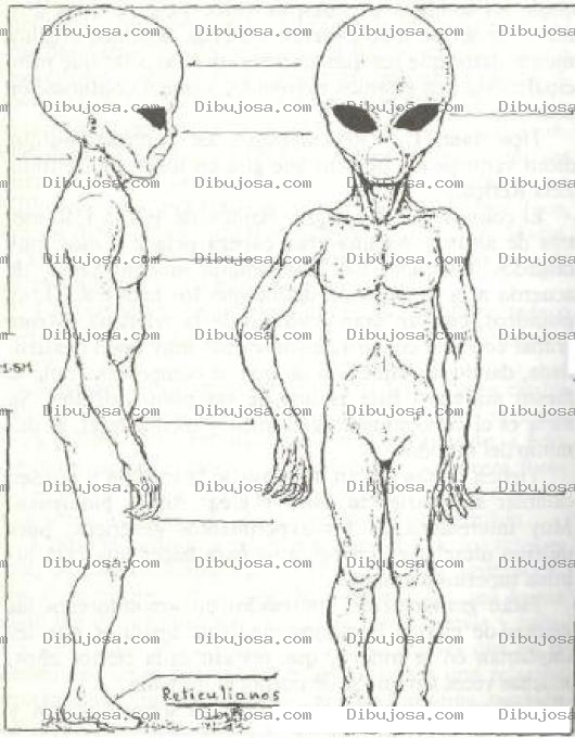Dibujo para colorear Dibujo De Estraterrestre Marciano De Frente Y De Perfil Para Colorear
