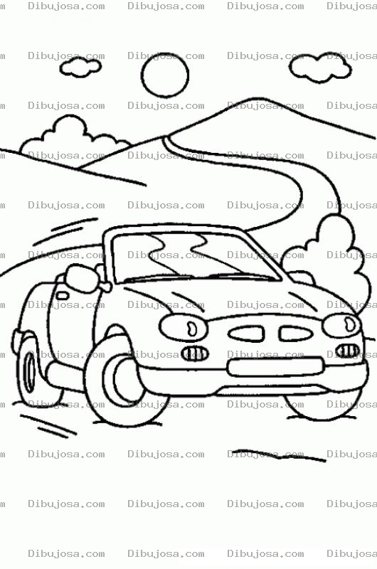 Dibujo para colorear Colorear Carro En Paisaje De Colinas