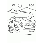 Dibujo para colorear Colorear Carro En Paisaje De Colinas