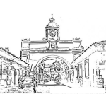 Dibujo para colorear Arco de Antigua Guatemala para Pintar y Colorear