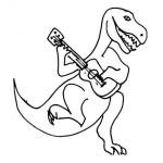 Dibujo para colorear Colorear Dinosaurio Con Guitarra