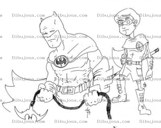 Dibujo para colorear Colorear A Batman Y Robin