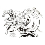 Dibujo para colorear Dibujo De Batman Peleando Con El Capitan America Para Pintar Y Colorear