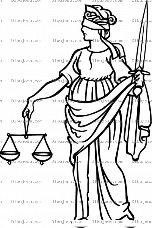 Dibujo para colorear Colorear A La Mujer De La Justicia Con Una Pesita Y Una Espada