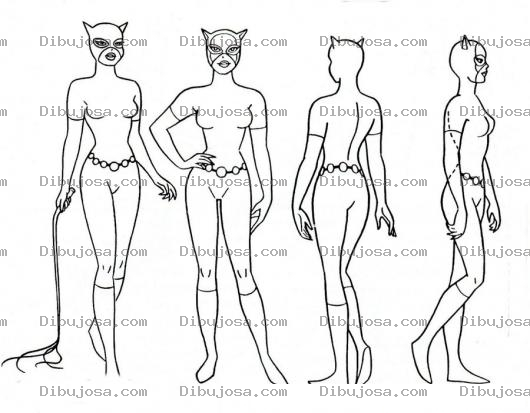 Dibujo para colorear Colorear Dibujo De Gatubela En Todos Sus Perfiles