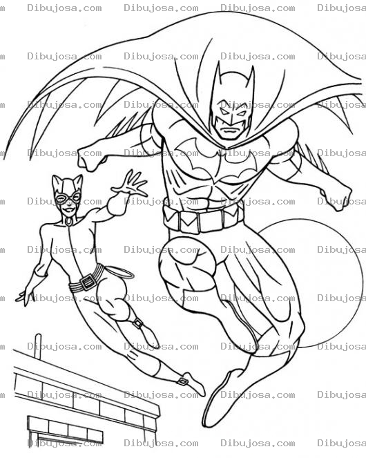 Dibujo para colorear Colorear A Batman Y Gatubela