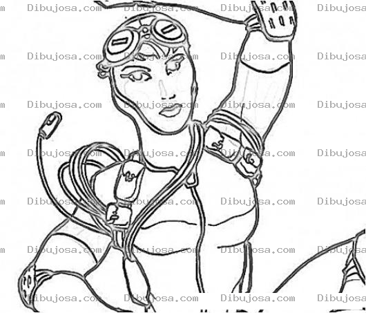 Dibujo para colorear Dibujo De Mujer Paracaidista Para Pintar Y Colorear