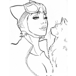 Dibujo para colorear Dibujo De Gatubela Con Un Gato Para Pintar Y Colorear