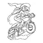 Dibujo para colorear Colorear Vieja Bruja En Moto