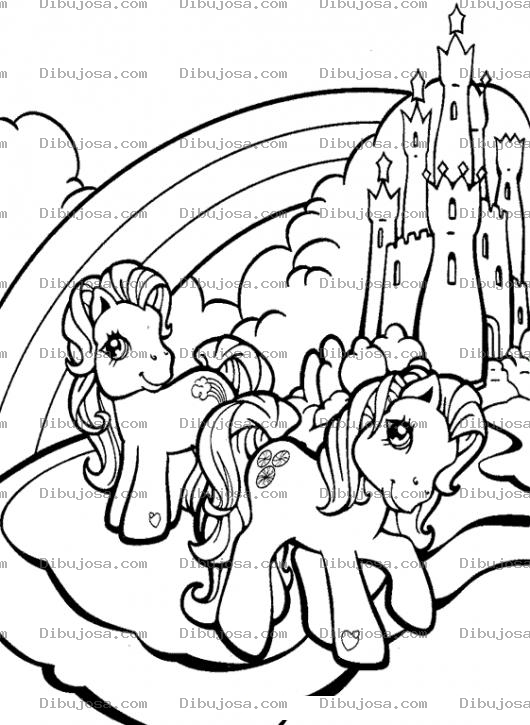 Dibujo para colorear Colorear Castillo De Ponys Con Arcoiris