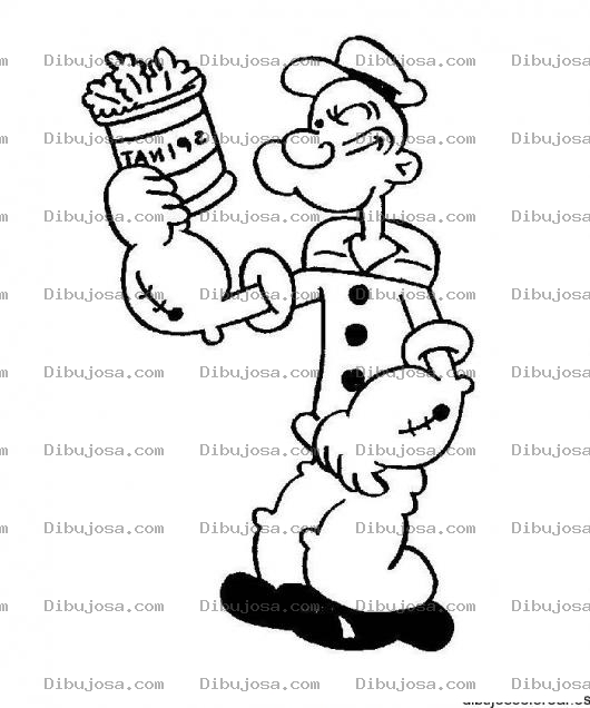 Dibujo para colorear Colorear Popeye Con Lata De Espinacas