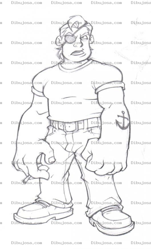 Dibujo para colorear Dibujo De Hombre Con Antebrazos De Popeye Para Pintar Y Colorear Antebrazos Grandes