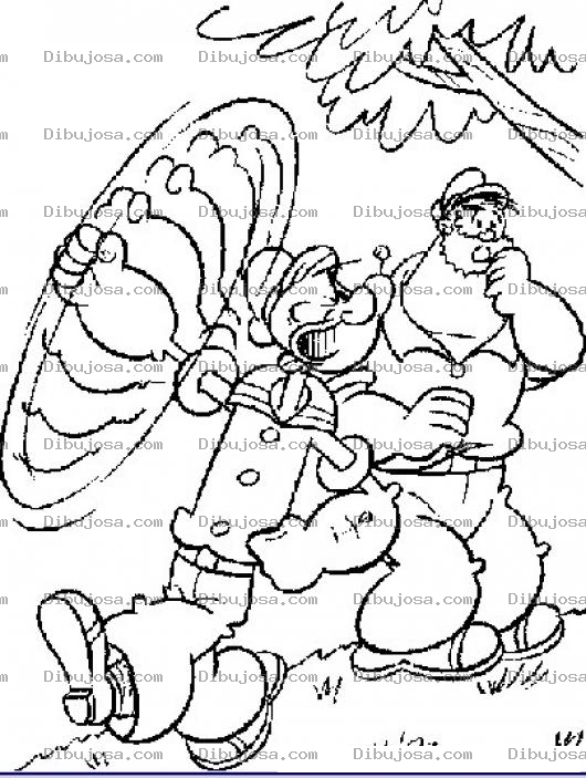 Dibujo para colorear Dibujo De Popeye A Punto De Pegarle A Brutus