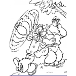 Dibujo para colorear Dibujo De Popeye A Punto De Pegarle A Brutus