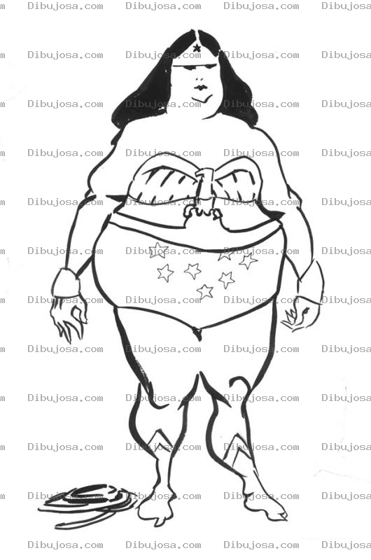 Dibujo para colorear Dibujo De La Mujer Maravilla Gorda Y Fea Para Pintar Y Colorear