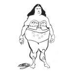 Dibujo para colorear Dibujo De La Mujer Maravilla Gorda Y Fea Para Pintar Y Colorear