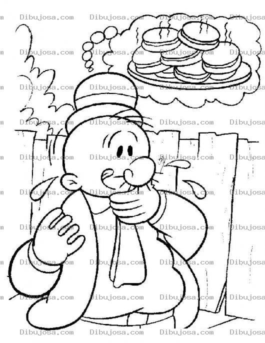 Dibujo para colorear Dibujo De Wimpy El Amigo Gordito Y Gloton De Popeye Para Pintar Y Colorear
