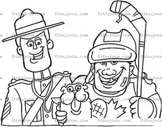 Dibujo para colorear Colorear Oficial Guardabosques Y Un Jugador De Hockey Con Un Castor