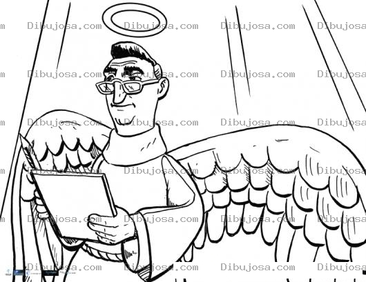 Dibujo para colorear Dibujo De Angel Con Anteojos Leyendo Un Cuaderno De Notas Para Pintar Y Colorear