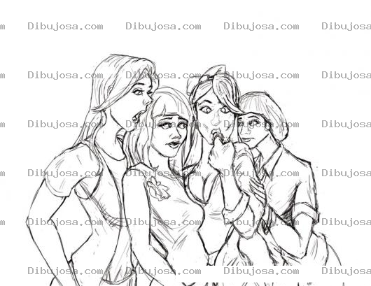 Dibujo para colorear Colorear Chicas Chismosas