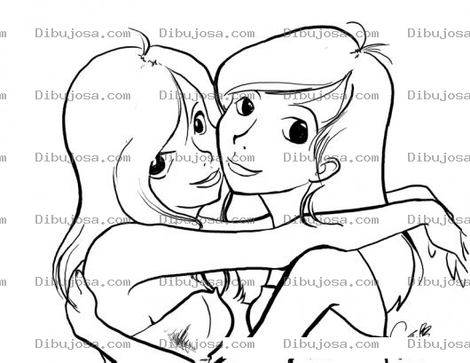Dibujo para colorear Colorear Mejores Amigas Abrazadas