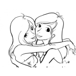 Dibujo para colorear Colorear Mejores Amigas Abrazadas