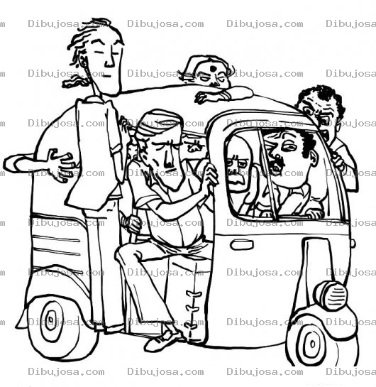 Dibujo para colorear Dibujo De Moto Taxi Sobre Cargado Para Pintar Y Colorear