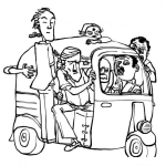 Dibujo para colorear Dibujo De Moto Taxi Sobre Cargado Para Pintar Y Colorear