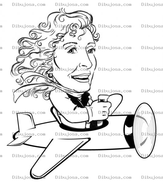 Dibujo para colorear Colorear Mujer Manejando Una Avioneta