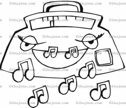 Dibujo para colorear Dibujo De Radiograbadora Feliz Para Pintar Y Colorear