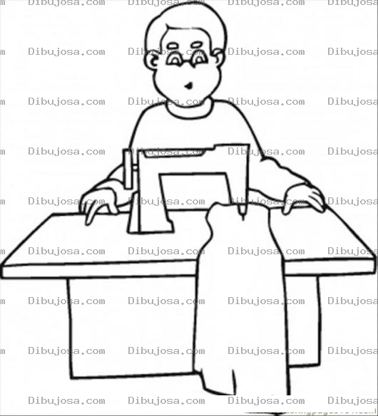 Dibujo para colorear Colorear Sastre Cosiendo Un Vestido Con Maquina De Coser Para Pintar Y Colorear