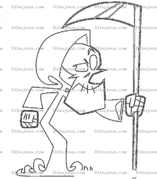 Dibujo para colorear Colorear Calavera Huesuda Con Su Guadana