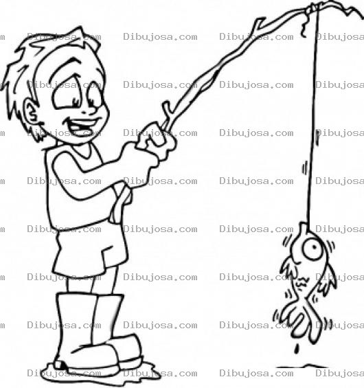 Dibujo para colorear Colorear muchacho Pescando
