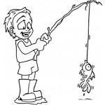 Dibujo para colorear Colorear muchacho Pescando