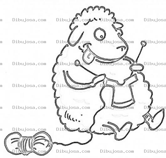 Dibujo para colorear Dibujo De Oveja Tejiendo Un Sueter De Lana Para Pintar Y Colorear