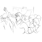 Dibujo De Huelguistas Manifestantes Para Pintar Y Colorear Sindicato De Trabajadores Protestando Por Sus Derechos