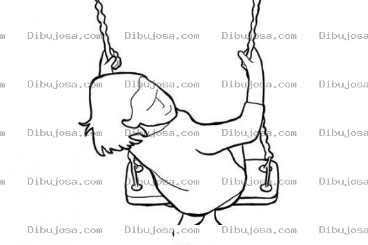 Dibujo para colorear Dibujo De Nina Columpiandose Y Mesiendose En Un Columpio Para Pintar Y Colorear Un Culumpio