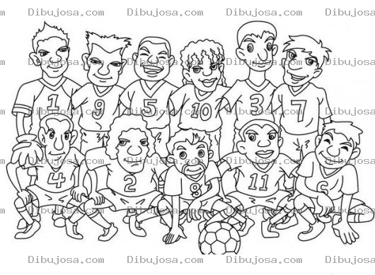 Dibujo para colorear Colorear Equipo De Futbol Para Pintar Y Colorear Futbolistas En Foto De Equipo
