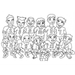 Dibujo para colorear Colorear Equipo De Futbol Para Pintar Y Colorear Futbolistas En Foto De Equipo