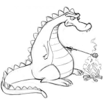 Dibujo para colorear Colorear Dragon En Fogata Cociendo Mashmellows