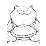 Dibujo para colorear Dibujo De Gata Cocinera Con Un Pastelito