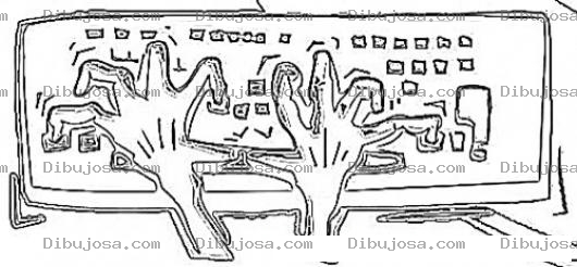 Dibujo para colorear Colorear Manos En Teclado De Computadora Para Pintar Adicto A La Computadora